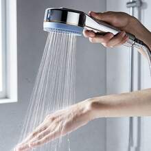 Tatukiko 1pc/3pcs Powerful Pressurized Shower Head Bathroom Bath Filter Shower Head Spray Massage Lotus Shower Head Handheld Spray/Set With 1.5m Shower Hose ABS Bracket Set - Silver - View 5