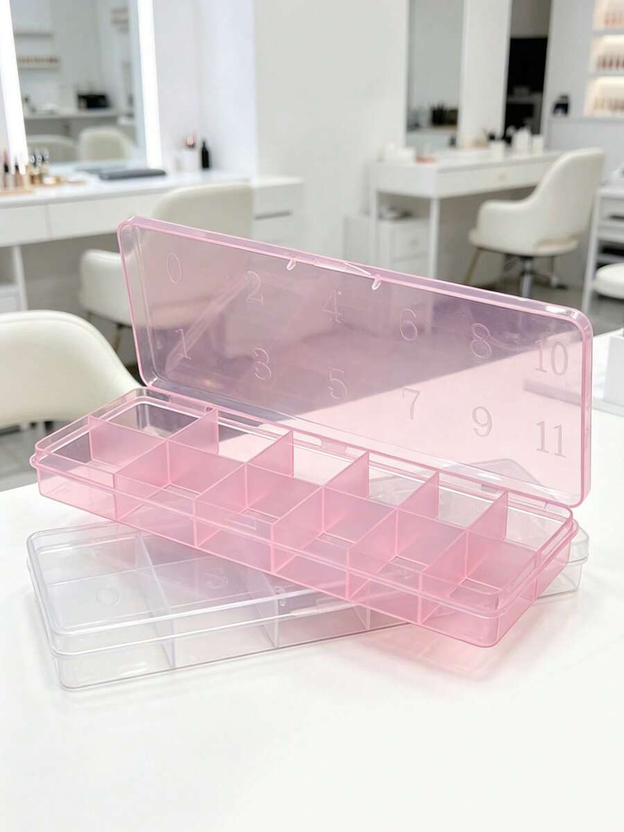 ART LALIC 12 Grids Nail Tip Storage Box, Nail Art Container Organizer For Rhinestones Charms Beads, Portable Accessories Storage Case