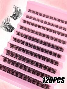 MEM 120pcs D Curl Cluster False Eyelashes DIY Eyelashes Soft Comfortable Easy To Wear Suitable For Daily Wear Eyelash Cluster Set False Eyelashes Anime Style Thin Cat Eye Style, Halloween - D - View 7