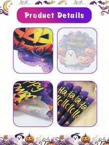 4件組 Happy Halloween 圓形亞麻餐墊，南瓜與幽靈圖案，萬聖節桌墊，西式餐墊，萬聖節裝飾，萬聖節派對裝飾，不給糖就搗蛋裝飾，Happy Halloween 裝飾，桌面配件 - 多色 - 查看 9