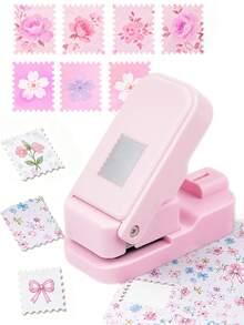 1x0.8inch Postage Stamp Edge Paper Punch For Junk Journal & Scrapbooking, Stackable Craft Punches With Precision Alignment Cutout Design For Card Making-Pink - Medium Pink - View 2