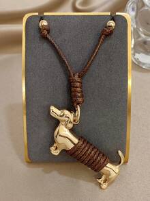 1Pc Vintage Dachshund Dog Pendant NecklaceDelicate Jewelry For Women Men,Stainless Steel Gold Jewelry,Daily/Party/Vacation,Mom Gift,Valentine Birthday - Multicolor - View 6