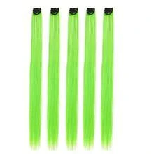Synthetic Long Neon Green Hair Extensions 24 Inch Colorful Straight Hair Party Highlight Hair Accessory - Multicolor - View 10