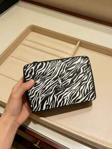 Yves Saint Laurent Zebra Print Storage Bag, Cosmetic Bag, Suitable For Daily Use, Luxurious Appearance, Versatile Use, Convenient To Carry, Zipper Design, Can Store Samples And General Merchandise, Suitable For Daily Use, Work, Travel, School And Other Occasions - Black - View 3