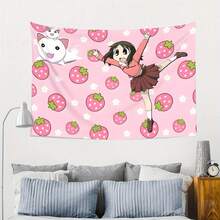 1pc,Large Wall Hanging - Featuring Bright Red Peaches And Character Designs, Perfect For Decorating Cafes, Studios, Or Lounges. Horizontal Orientation, No Electricity Required, Adorable Room Decor. - Multicolor - View 5