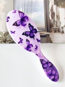 BEATURE 2pcs/1pc Pink Purple Butterfly Pattern Air Cushion Comb, Scalp Massage Comb, Anti-Static, Durable ABS Handle, Nylon Bristles, Suitable For All Hair Types, High-Quality Air Cushion Comb. - Pinkish-purple Butterfly - View 3