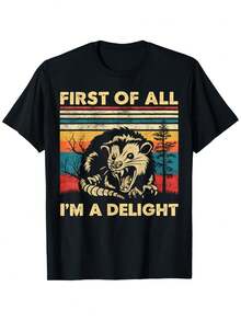 Men's First Of All I'm A Delight Sarcastic Angry Opossum Possum T-Shirt - 黑色 - 查看 1