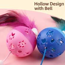 1pc Cat Toy Pet Toy Dog Toy Feather Rolling Toy, Made Of Simulated Feathers And Polyester Material - Multicolor - View 4