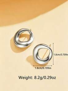 VJS 1 Pair European And American INS Style Exaggerated Geometric Hoop Earrings, Vacuum Plated Gold Stainless Steel Stud Earrings, Suitable For Commuting, Daily Shopping, Dating, Vacation, Party, Workplace Outfit, Gift Giving - Geometric Hoop Earrings - View 9