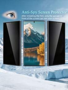 LissKas 2片裝磨砂防窺陶瓷柔性膜，防眩光、防指紋、防窺，適用於 Galaxy A57 A27 S26 S25 S24 Ultra FE / 適用於 17T 15T 14T Pro Poco / Note 13 14 14C 15C 4G 5G / 適用於 iPhone 17 Pro Max，辦公室/地鐵隱私保護，防爆、防刮、無氣泡保護膜，不支援指紋辨識，軟膜 - 黑色 - 查看 5