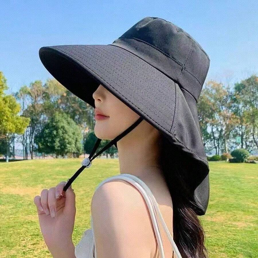 1pc Multi-Functional Wide Brim Neck Protection Sun Hat, Breathable And Comfortable, Suitable For Sun Protection - Multicolor - View 1