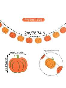 1pc Halloween Felt Pumpkin Banner, Pumpkin Fireplace Ceiling Hanging Garland, Thanksgiving Double Layer Pumpkin Garland, Halloween Decoration Bunting, Party Backdrop Props, Holiday Decoration Banner - Multiple Styles - View 12