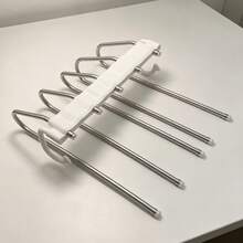 Suporte Multifuncional de Múltiplas Camadas para Armazenamento de Calças, Lenços e Gravatas, Estrutura Dobrável, Design Antiderrapante, Feito de Hastes de Aço Inoxidável Reforçado, Adequado para Pendurar Calças, Lenços, Saias Longas, Roupas Longas, Mantém o Armário Organizado, Decoração de Quarto, Volta às Aulas - Branco - Visão 10
