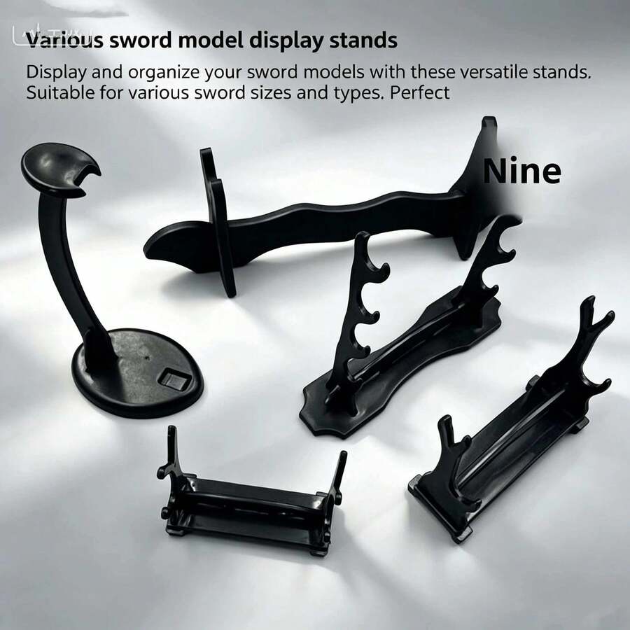 1/2 piezas Soporte de exhibición de modelo de espada de varios estilos, soporte de figura de arma mini para colección de escritorio, base de exhibición universal para espadas largas y cortas, soporte de exhibición de modelo de espada multifunción, soporte para varita mágica, estante de almacenamiento de cuchillos de juguete.
