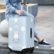 Miniso Light Blue Miffy Rabbit Daisy Border Print Elastic Luggage Cover, Anti-Scratch Washable Suitcase Protector For Airport Flight Vacation Business Trip - Color - View 2