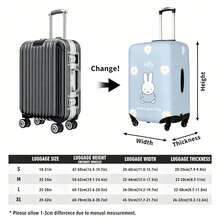 Miniso Light Blue Miffy Rabbit Daisy Border Print Elastic Luggage Cover, Anti-Scratch Washable Suitcase Protector For Airport Flight Vacation Business Trip - Color - View 4