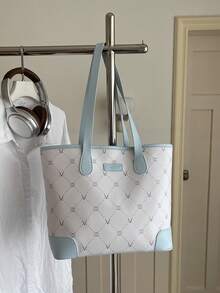 Bolsa de Mão Premium de Grande Capacidade para Mulheres, Bolsa Tote de Ombro Casual Minimalista Versátil e Elegante para o Dia a Dia - Multicolorido - Visão 7