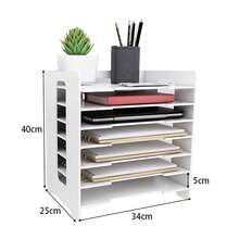 7 Tier A4 Desk Organiser | Locker Shelf Storage Module Filing Holder Paper Document Holder File Trays For Home Office - White - View 5