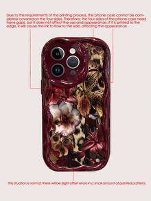 Floral Painted Creamy Wavy Edge Burgundy Flat Printed Anti-Fall Fashion Cute Phone Case Suitable For Ip 17/Ip 17pro/Ip 17promax/Iphone16/Iphone16pro/Iphone16promax/IPhone16plus/ 10cases Anti-Fall New IPhone14IPhnoe15 Anti-Fall P14 Thickened P13 Soft Shell P12 Full Coverage P11 Anti-Fall Creative Phone Case - Multicolor - View 8