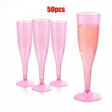 25/50pcs Elegant Reusable Plastic Champagne Flutes - 4.5oz Pink Wine Drinking Glasses, Durable & Stylish For Weddings, Bars, Restaurants, Parties, Thanksgiving, Christmas, Halloween, New Year Party - 粉紅色 - 查看 8