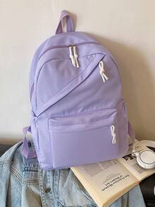1 Set Back To School Fashion Casual Solid Color Backpack Set, Backpack + Tote Bag + Crossbody Bag + Pencil Case, Large Capacity With Laptop Compartment, Solid Color Student Backpack, Adjustable Shoulder Strap + Multi-Pocket Lightweight Portable School Bag, Zipper Bag Set, Suitable For Graduates/Students/Teenage Girls, Perfect For Outdoor Travel/Middle School/High School/College Use - 2186 - View 23
