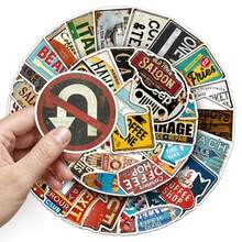 50Pcs Vintage Lable Seickers Graffiti Vintage Aesthetic Stickers USA Decorative Stickers Vintage Stuff For Water Bottle, Guitar, Luggage, Phone, Case, Laptop, Skateboard, Gift - A - View 5