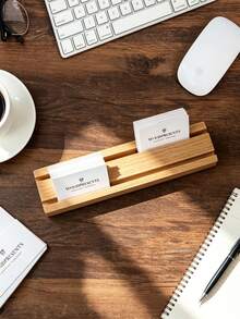 Wooden Business Card Holder: Multi Card Display, Reception Desk Stand - View 2