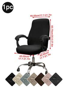 1pc Elastic Milk Silk Office Chair Cover, Minimalist Solid Color Chair Cover, Classic Minimalist Style, Dust-Proof, Splash-Proof, Suitable For Office, Study, Library And More - Multicolor - View 12