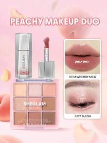 SHEGLAM [2Pcs] Just Blushed 眼影盤和唇彩套組 品牌美妝化妝品 適合女士與女孩 - 剛剛暈染+草莓牛奶 - 查看 9