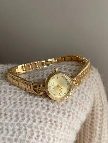 1pc Women's Quartz Watch, Beaded Style, Fashionable Elegant Elegant Design, Suitable For Daily Wear, Birthday/Graduation Gift, Casual Gathering - Gold - View 8