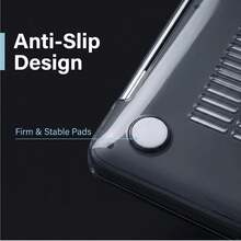 1-Piece Transparent Smoke Gray Hard PC Case For MacBook, Anti-Slip Silicone Feet Hollow Cooling Vents Full Wrap Shockproof Laptop Protective Cover Compatible With 13 Neo/13.3 Air/13.3 Pro/13.6Air/14.2 Pro/15Air/16.2Pro - View 6