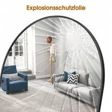 EDIMENS Full-Length Mirror, 160 X 50 Cm, Curved Standing Mirror, Aluminum Alloy Frame, Tempered Glass, For Bedroom, Living Room, Wardrobe - 165x60cm-Schwarz - 查看 5