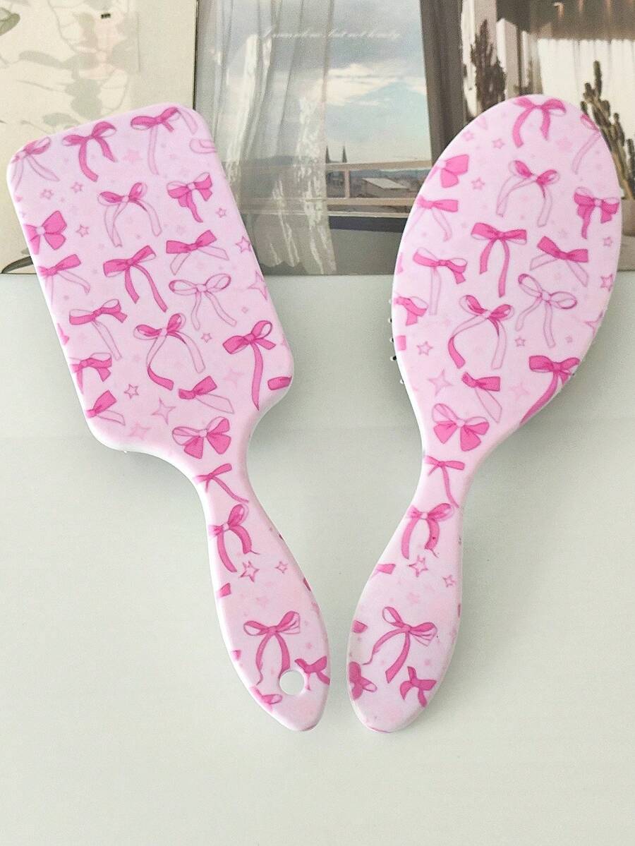 BEATURE Pink Bow Pattern Cushion Brush, Scalp Massage Comb, Anti-Static, Durable ABS Handle, Suitable For All Hair Types, High Quality Cushion Brush - Air Cushion Comb - View 1