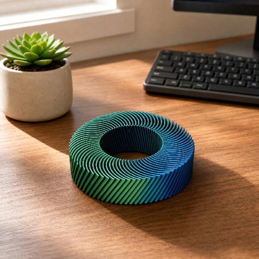 Bionic Scale 3D Spiral Stress Relief Ring, Multi-Color Gradient Finger Desktop Motion Toy, Office Desk Soothing Gadget. Precision Layered Scale Structure, Can Be Bent And Twisted Into Various Shapes Like Rings, Emits Crisp And Subtle Clicking Sounds When Rubbed, Dual Tactile And Auditory Healing. Flexible Material Resistant To Pulling And Breaking, Suitable For Office Workers To Play With And Relax. Niche Creative Stress Relief Gift, Practical And High Aesthetic Value.