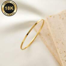 2pcs Starry Sky Stainless Steel Bracelets, Non-Fading, Minimalist Fashion, Versatile Plain Band, Stackable Ultra-Thin Bangle - Gold - View 6