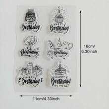 Birthday Party Clear Silicone Stamps Set, Happy Birthday Cake Balloon Gift Animal Transparent Rubber Stamps For DIY Scrapbooking, Card Making, Journaling, Photo Album Decor, Handmade Greeting Card Craft Supplies - Birthday - View 8