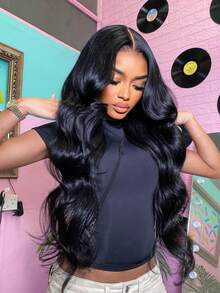 38 40 Inches Body Wave 13x4 HD Transparent Lace Frontal Human Hair Wigs Pre Plucked With Baby Hair 200% Density Water Wave Lace Front Wig For Women Natural Black Color - Natural Black - 查看 4