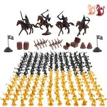 Ancient Mini Soldier Set Pretend Play Battle Knights Fire-Breathing Dragon Treasure Flag Medieval Warrior Children's Toy Birthday Gift With Storage Box - Multicolor - View 2