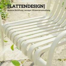 Set Of 4 Stackable Garden Chairs With Slatted Armrests, Ergonomic, Cream White - 白色 - 查看 8