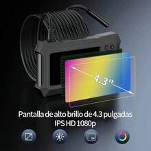 Endoscopio Industrial 4.3" HD 1080p Cámara Inspección con Cable 10m IP67 Sonda con Luz LED Ajustable y Gancho Magnético Ideal para Mecánica, Plomería y HVAC Kit Profesional Completo - negro - Ver 4
