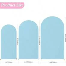 淺藍色拱門背景布 5ft/6ft/6.6ft/7.2ft 婚禮拱門套布 雙面彈性布貼合式圓頂拱門布 生日派對婚禮拱門架裝飾布(不含拱門架,僅布料背景) - 查看 4