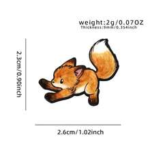1pc Cartoon Little Fox Alloy Brooch Cute Animal Badge Denim Jacket Backpack Decoration Niche Accessory Gift - Multicolor - View 7