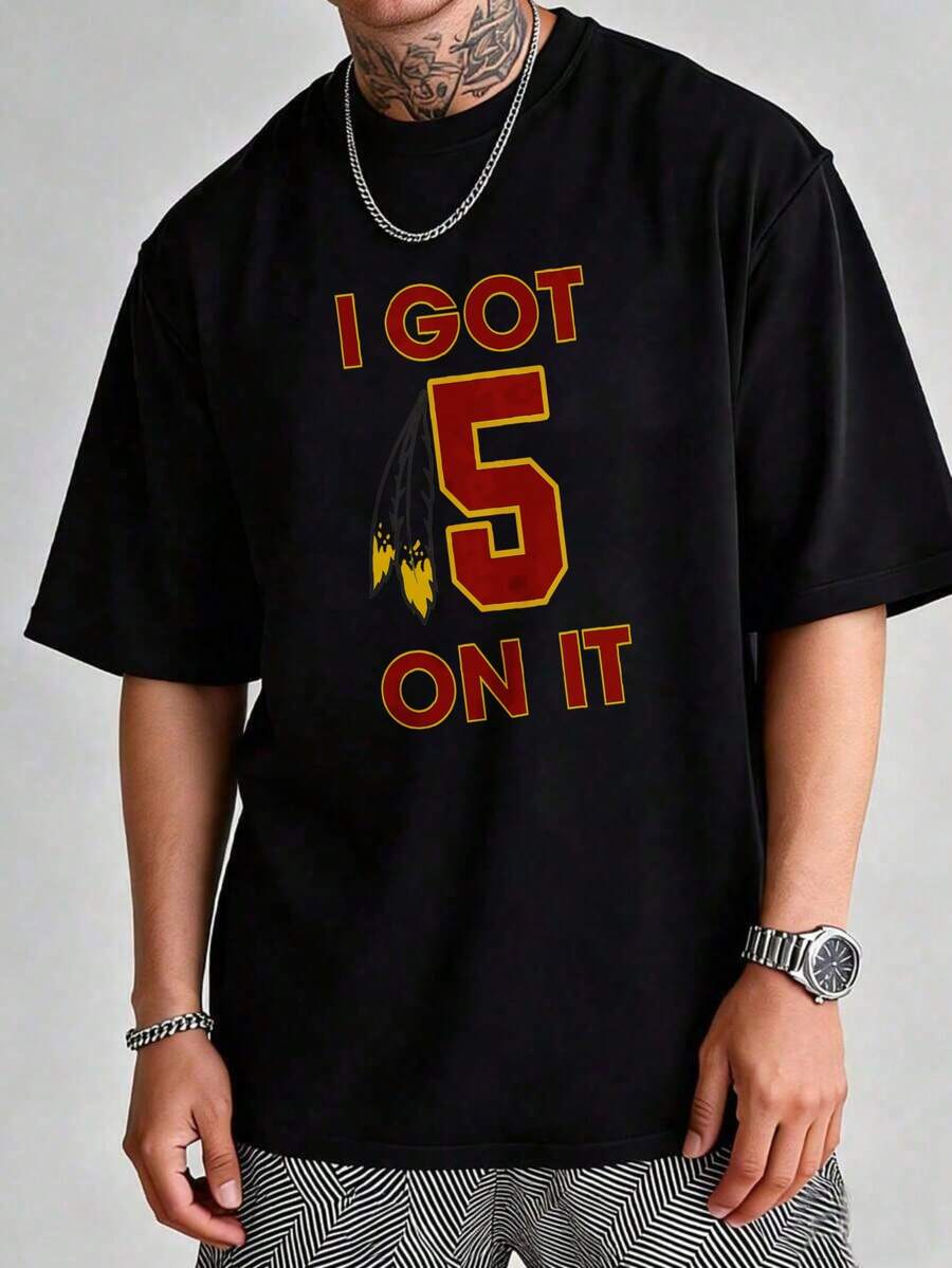 Lässiges Herren-T-Shirt im urbanen Stil, mit dem Aufdruck "I Got 5 On It", sommerliche Freizeitkleidung, 100 % Baumwolle, ein witziges T-Shirt für Sportfans.