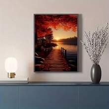 1 pièce [30*40cm/11.8*15.7in] Kit de peinture de diamant acrylique 5D, motif de paysage de coucher de soleil, convient aux débutants adultes pour l'art de diamant mosaïque DIY, peinture de diamant DIY faite main avec perçage complet, applicable pour la décoration murale du salon, de la chambre, du bureau, cadeau de décoration intérieure surprise pour la famille et les amis, sans cadre - Pas de cadre - Voir 4