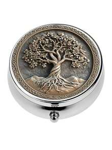 1pc 2D Flat Single-Piece Wallet Pill Box With Celtic Tree Of Life Pattern, Medicine Storage Box, Pill Organizer, Unique Gift, Portable Pill Box - Multicolor - View 1