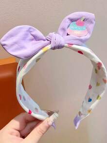 3pcs Girls Fresh Sweet Versatile Rabbit Ear Bow Colorful Heart Wide Fabric Headbands, Suitable For Daily Wear, Outfit Matching, Back To School, Outings - Multicolor - View 4