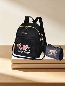 Mochila multifuncional linda para estudiantes, mochila ligera para uso diario, mochila con estampado de corazón, se puede elegir estuche de lápiz individual, una mochila o conjunto de mochila y estuche de lápiz, mochila para estudiantes, mochila ligera para viajes, mochila linda para uso diario, mochila multifuncional, mochila para desplazamientos - multicolor - Ver 9