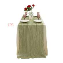 Sage Green Table Runner, 71/118 Inches, Rustic Bohemian Gauze Table Runner, Suitable For Wedding, Bridal Shower, Summer Home Decor And More - Green - View 8