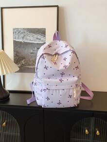 1 Set - Cute Bow Pattern Backpack Set For Back To School, Large Capacity Polyester School Day Bag With Lunch Bag And Pencil Case, Multi-Pocket Casual Backpack, Lightweight Bookbag, Suitable For Students/Graduates/Young People, Perfect For Back To School/Daily/Shopping/Short Trips And Outdoor Leisure Activities - 2283-1 - View 17