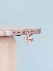 Sparkling Diamond Love Letter Type-C Port Dust Plug Charm For Soft Silicone Dust Protector For E-Readers, Phones, Tablets,Playful Accessory, Laptops Cute Tech Accessory, - Pink - View 5